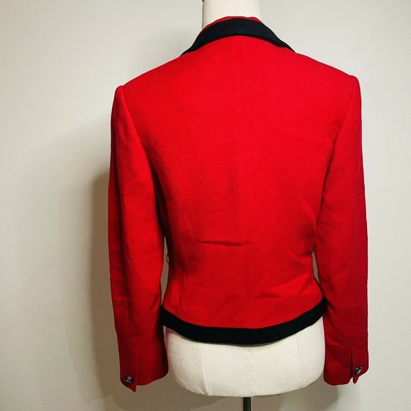 Ji Tak Vintage Cropped Red/Black Blazer Jacket - Picture 8 of 11